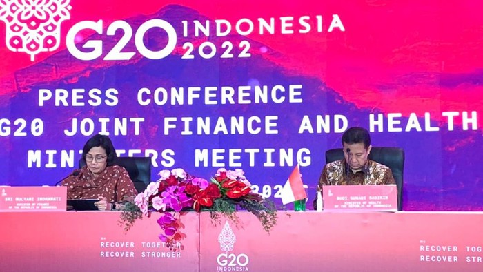 Menkeu Sri Mulyani di Acara Pertemuan Menkes-Menkeu G20