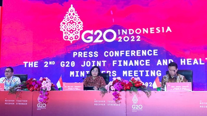 Menkeu Sri Mulyani di Acara Pertemuan Menkes-Menkeu G20