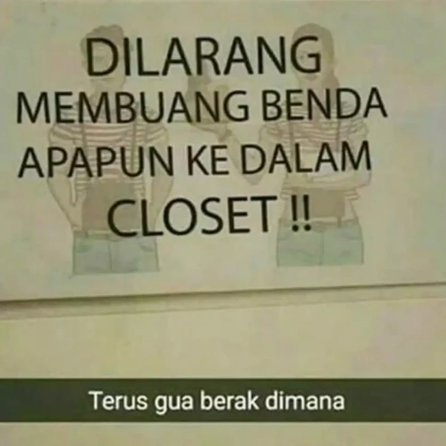 Kalau yang satu ini seperti ada yang salah dalam pemiliham katanya. Jadi guna closet di kamar mandinya untuk apa dong? Foto: Instagram/@wkwkland_real