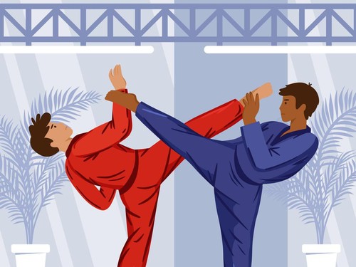 Iustrasi tangkisan dalam pencak silat.