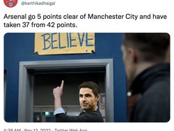 Meme Arsenal Kokoh di Puncak Usai City Dipermalukan