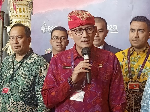 Menteri Pariwisata dan Ekonomi Kreatif (Menparekraf), Sandiaga Salahuddin Uno ketika ditemui di BNDCC Nusa Dua, Bali, Minggu (13/11/2022).