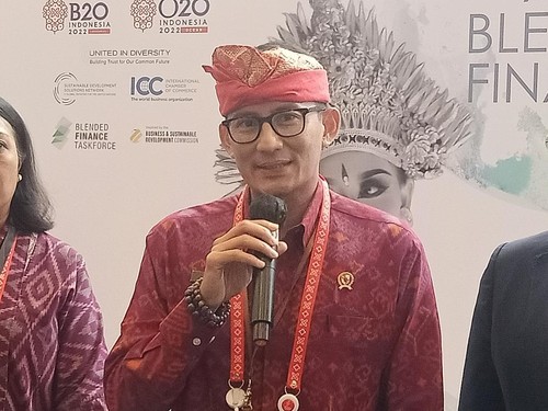 Menteri Pariwisata dan Ekonomi Kreatif (Menparekraf), Sandiaga Salahuddin Uno ketika ditemui di BNDCC Nusa Dua, Bali pada Minggu (13/11/2022). Foto: Ni Made Lastri Karsiani Putri