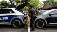 Petugas juga menyisir beberapa lokasi mengginakan anjing pelacak. 