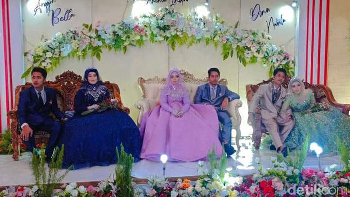 3 pria kembar yang melakukan resepsi pernikahan bersamaan di Lamongan