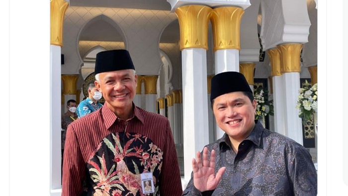 Gubernur Ganjar Pranowo dan Menteri BUMN Erick Thohir di Masjid Sheikh Zayed Solo, Senin (14/11/2022)
