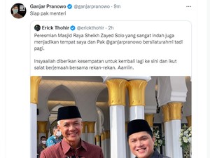 Erick Thohir Pamer Foto di Masjid Sheikh Zayed, Ganjar: Siap Pak Menteri