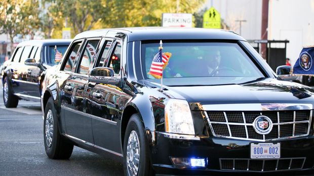 LOS ANGELES, CA - MARCH 12: General view of President Barack Obama's limousine in Los Angeles on March 12, 2015 in Los Angeles, California.  (Photo by Bauer-Griffin/GC Images)
