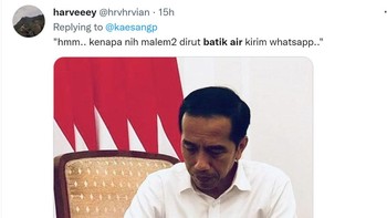 Usai Kaesang lapor kopernya nyangkut ke Medan, ada meme bos Batik Air ceritanya kirim WhatsApp ke Pak Jokowi. Foto: Twitter