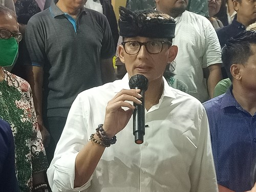Menteri Pariwisata dan Ekonomi Kreatif (Menparekraf), Sandiaga Salahuddin Uno ketika ditemui di Kuta Seafood Restaurant, Badung, Bali pada Senin (14/11/2022) malam.