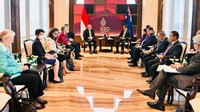 Menteri Investasi/Kepala BKPM Bahlil Lahadalia mendampingi Presiden Jokowi dalam pertemuan bilateral dengan PM Australia Anthony Albanese.