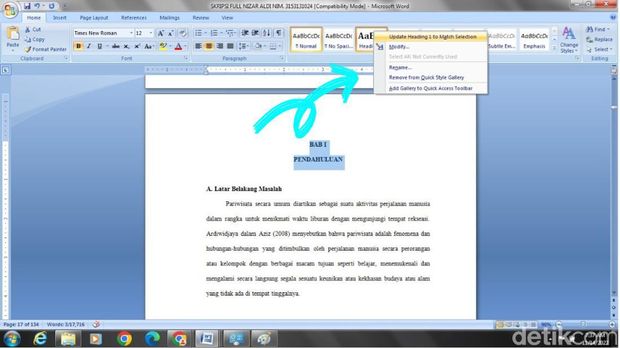 Cara membuat daftar isi otomatis di Microsoft Word.