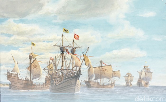 Ilustrasi pelayaran Enrique Maluku mengelilingi bumi
