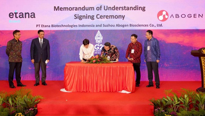 Menkes Dukung Pengembangan Vaksin Teknologi mRNA Etana dan Abogen sepakat menjalin kerja sama dalam bidang pengembangan teknologi mRNA seperti vaksin Covid-19, vaksin demam berdarah dan produk onkologi.