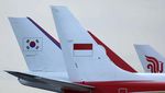 Pesawat Jokowi Nyempil di Pesawat Jumbo Pemimpin Dunia