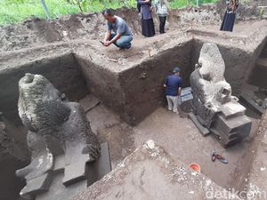 3 Arca Besar Ditemukan di Situs Adan- adan Kediri, 2 Makara-1 Dwarapala