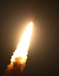 KENNEDY SPACE CENTER, FL - NOVEMBER 16:  In this handout provided by the U.S. National Aeronautics and Space Administration (NASA), NASAs Space Launch System rocket carrying the Orion spacecraft launches on the Artemis I flight test, from Launch Complex 39B on November 16, 2022, at the Kennedy Space Center, Florida. NASAs Artemis I mission is the first integrated flight test of the agencys deep space exploration systems: the Orion spacecraft, Space Launch System (SLS) rocket, and ground systems. SLS and Orion launched at 1:47am ET from Launch Pad 39B at the Kennedy Space Center. (Photo by Joel Kowsky/NASA via Getty Images)