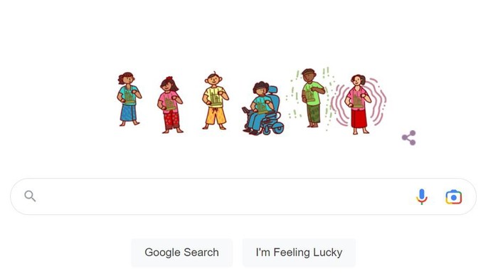 Google Doodle merayakan Hari Angklung Sedunia 2022.