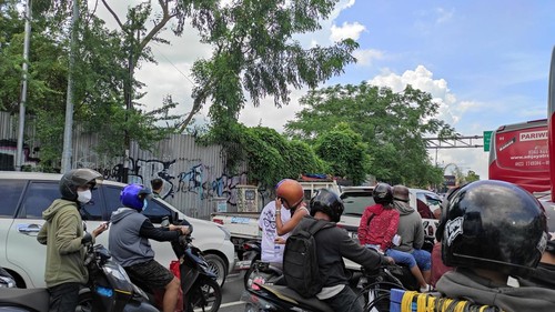 Kemacetan parah di Jalan Sunset Road, tepatnya menuju Simpang Dewa Ruci di Kecamatan Kuta Kabupaten Badung, Bali, Rabu (16/11/2022).