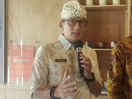 Menteri Pariwisata dan Ekonomi Kreatif (Menparekraf), Sandiaga Salahuddin Uno ketika ditemui pada Rabu (16/11/2022) di Nusa Dua, Bali. Foto: Ni Made Lastri Karsiani Putri