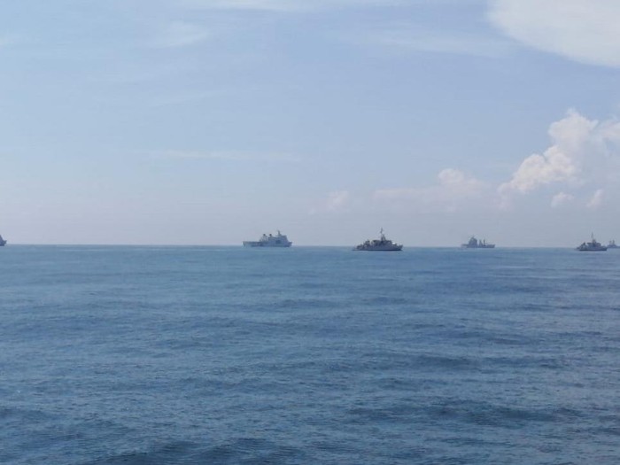 Patroli keamanan G20 di sepanjang perairan selatan Bali hingga area Hotel Apurva Kempenski, Rabu (16/11/2022).