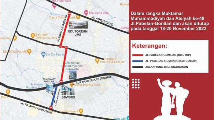 Rekayasa lalu lintas saat pelaksanaan Muktamar ke-48 Muhammadiyah dan Aisyiyah di Solo, 18-20 November 2022.