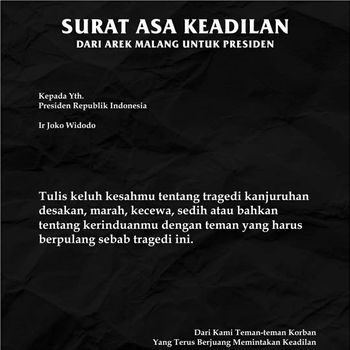 surat tragedi kanjuruhan untuk jokowi
