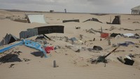 Begini salah satu pemandangan permukiman yang porak-poranda imbas badai pasir yang menerjang Kota Kolob, Puntland, Somalia, Selasa (16/11/2022).