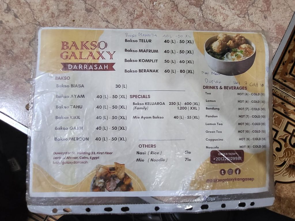 Dua hari di Kairo, Mesir, rasanya merindukan Jakarta. Beruntungnya, di kota legendaris itu ada makanan yang lazim dinikmati di Indonesia, yaitu bakso.
