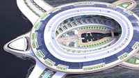 Kapal ini akan membentang sepanjang 550 meter dan memiliki lebar 610 meter dengan bentuk penyu raksasa. (Lazzarini Design)