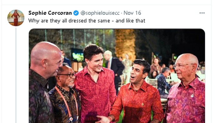 Bukan karena urusan konstruksi, Corcoran yang masuk trending topic di Twitter ternyata adalah nama seorang penyiar yang bikin geger karena komentari batik G20.