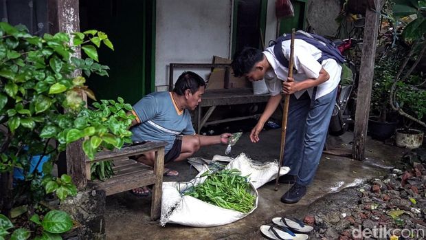 Adia Riswani, siswa SMA penjual sayur di Sukabumi.