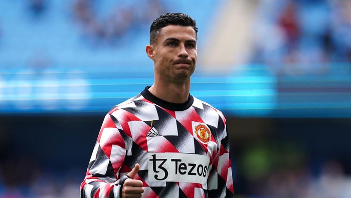 Manchester Uniteds Cristiano Ronaldo gives a thumb-up ahead of the Premier League match at the Etihad Stadium, Manchester. Picture date: Sunday October 2, 2022. (Photo by Martin Rickett/PA Images via Getty Images)