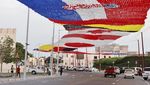 Doha Berhias Bendera Raksasa Jelang Piala Dunia 2022