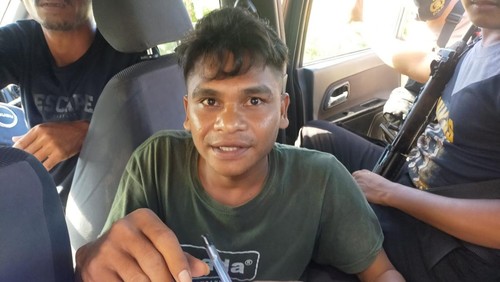HE (27) pelaku pembunuhan di Dompu, NTB, yang kabur selama enam tahun ketika ditangkap polisi.