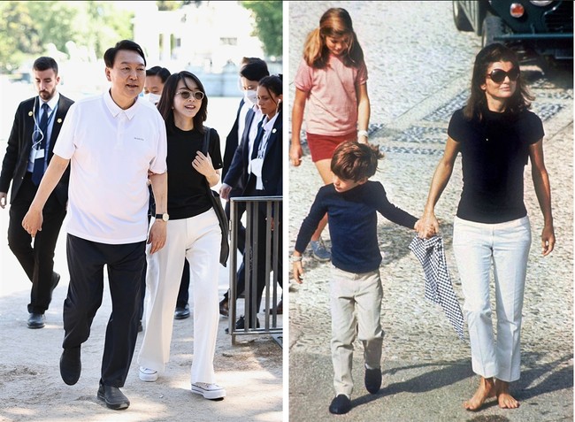 Dia meninggalkan program ibu negara dan cosplay jadi Audrey Hepburn di rumah anak yang sakit, kata mantan Ketua Jasa Intelegen Nasional Park Jie-won. Juga saat bertemu dengan pegawai Korea di Kamboja, dia memakai dress tanpa lengan yang mirip dengan Jackie Kennedy, tambahnya.Foto: Youtube