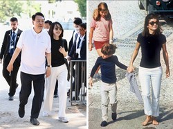 Dia meninggalkan program ibu negara dan cosplay jadi Audrey Hepburn di rumah anak yang sakit, kata mantan Ketua Jasa Intelegen Nasional Park Jie-won. Juga saat bertemu dengan pegawai Korea di Kamboja, dia memakai dress tanpa lengan yang mirip dengan Jackie Kennedy, tambahnya. Foto: Youtube