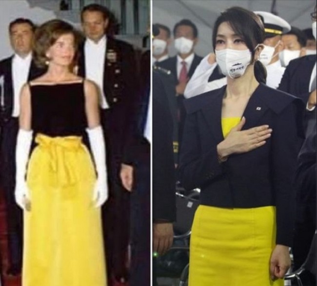 Ketika tampil di berbagai acara formal, Kim Keon-hee kerap menambahkan blazer agar terlihat lebih elegan. Foto: Youtube