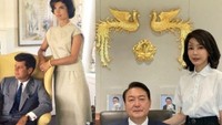 Selain gaya busana, Kim Keon-hee juga disebut suka meniru pose Jackie O ketika menemani suami bekerja. Foto: Youtube