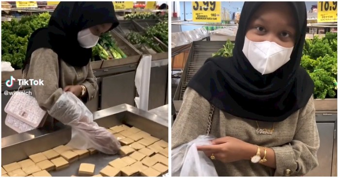 Gegara Bosan Menunggu Orang Tua Belanja, Wanita Ini Pilih Bantu Tukang Tahu