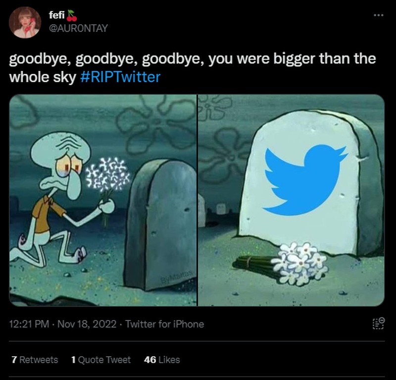 Ratusan karyawan Twitter mengundurkan diri, tagar #RIPTwitter pun trending di Twitter. Berikut kumpulan meme lucu yang menyertai di dalamnya.