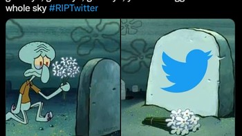 Kasihan Squidward meratapi kematian Twitter. Foto: (Twitter).