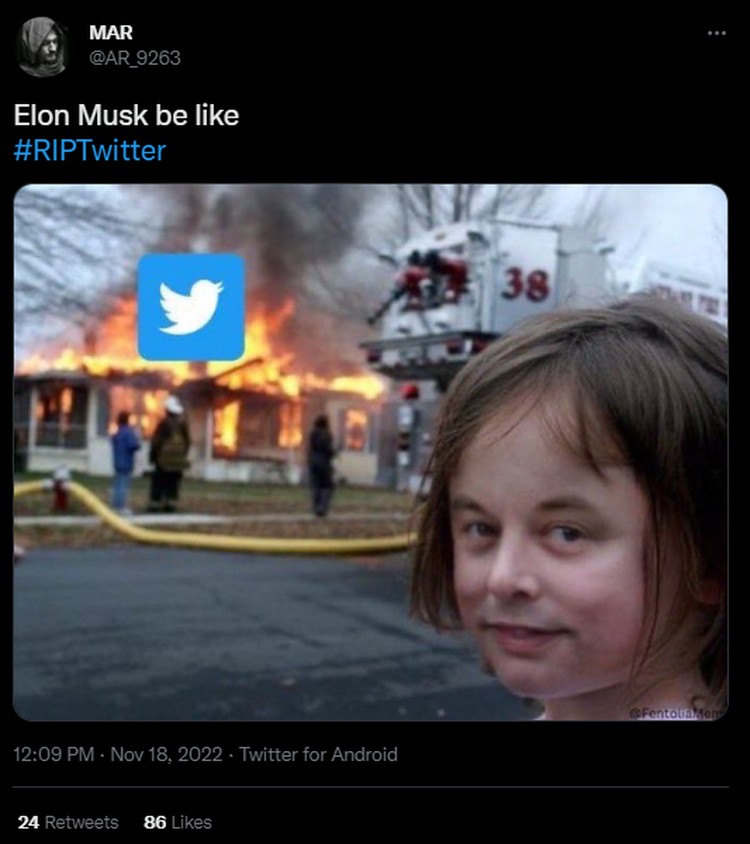 Tagar #RIPTwitter Trending, Deretan Meme Lucu Hadir Ratusan karyawan Twitter mengundurkan diri, tagar #RIPTwitter pun trending di Twitter. Berikut kumpulan meme lucu yang menyertai di dalamnya.