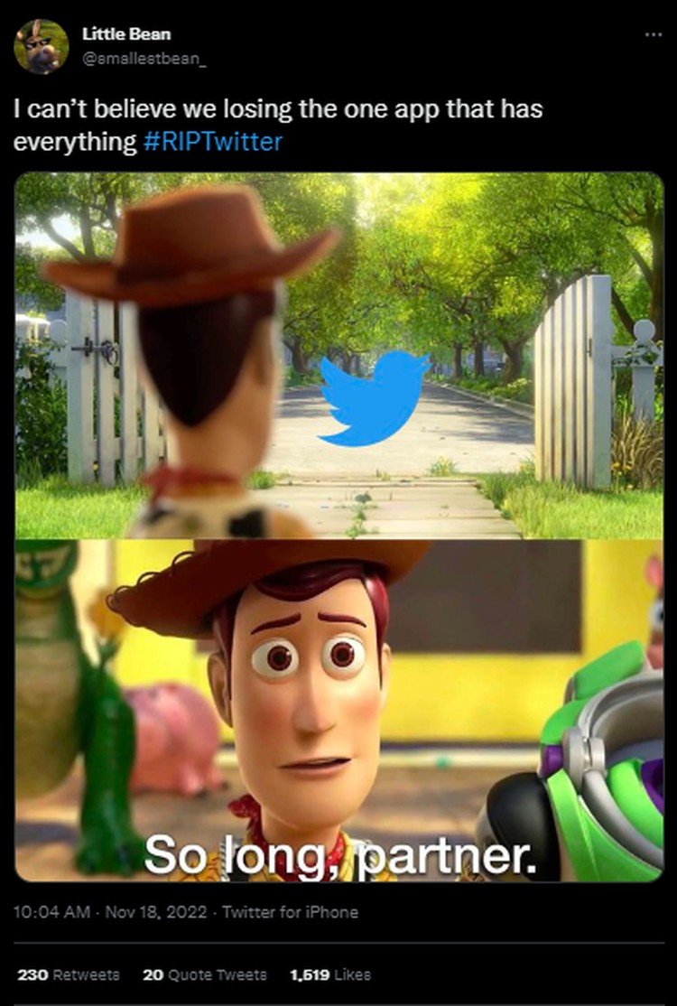 Tagar #RIPTwitter Trending, Deretan Meme Lucu Hadir Ratusan karyawan Twitter mengundurkan diri, tagar #RIPTwitter pun trending di Twitter. Berikut kumpulan meme lucu yang menyertai di dalamnya.