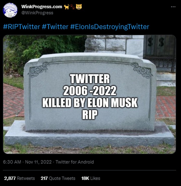 Tagar #RIPTwitter Trending, Deretan Meme Lucu Hadir Ratusan karyawan Twitter mengundurkan diri, tagar #RIPTwitter pun trending di Twitter. Berikut kumpulan meme lucu yang menyertai di dalamnya.