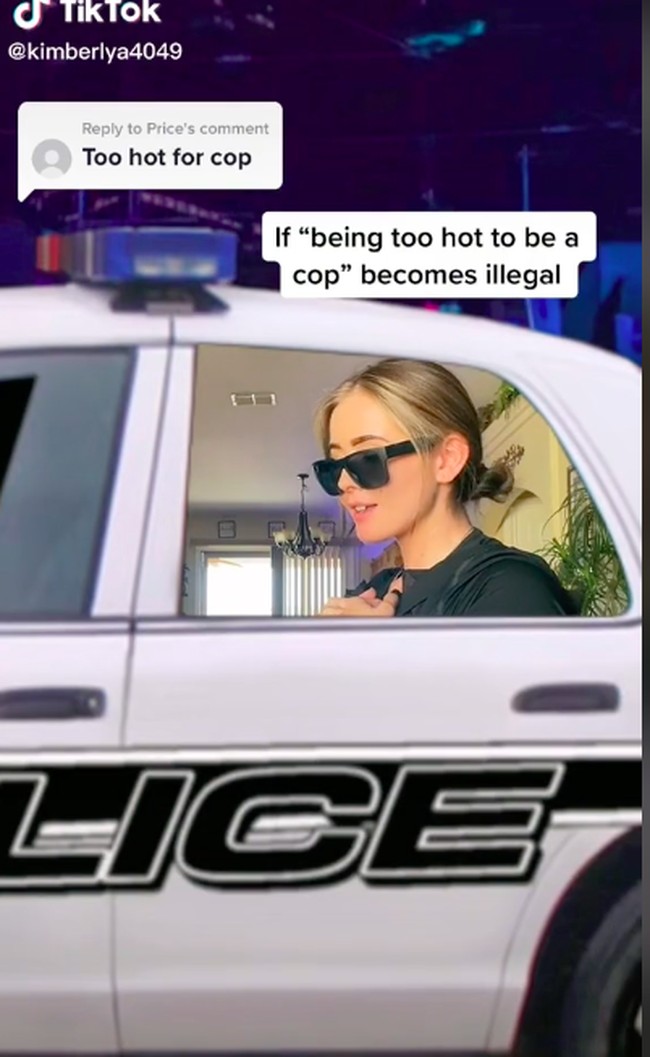 Dalam salah satu video yang viral hingga ditonton lebih dari empat juta kali, salah satu netizen mengkritik penampilannya yang terlalu cantik sebagai polisi. “Kamu bukan polisi sebenarnya,” tulis netizen. Foto: dok. TikTok