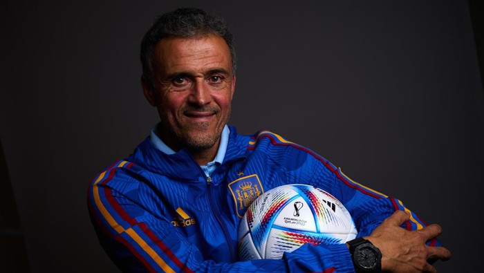 DOHA, QATAR - NOVEMBER 18: Luis Enrique, Head Coach of Spain, poses during the official FIFA World Cup Qatar 2022 portrait session on November 18, 2022 in Doha, Qatar. (Photo by Alex Caparros - FIFA/FIFA via Getty Images)