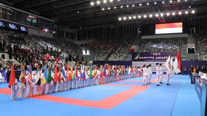 Kejuaraan Karate Internasional WKF Series A 2022 dibuka di Istora GBK, Jakarta, Jumat (18/11/2022).