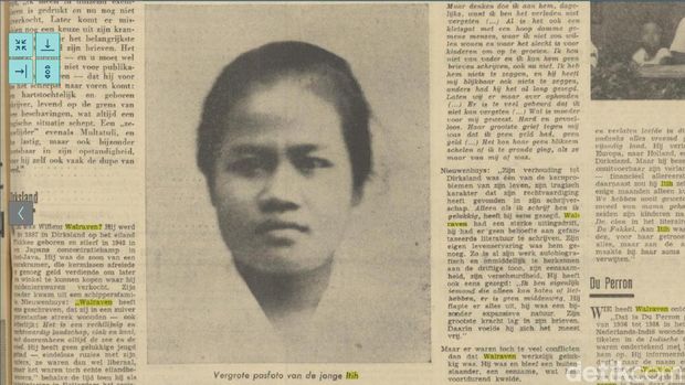 Artikel koran yang menunjukkan wajah Itih, Walraven dan anak-anaknya
