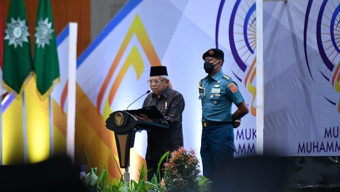 Wakil Presiden Maruf Amin tutup Muktamar Muhammadiyah di Solo, Jawa Tengah.
